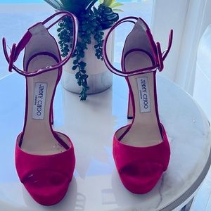 Jimmy Choo!  Red sexy high heels. With wedges. Size 7.